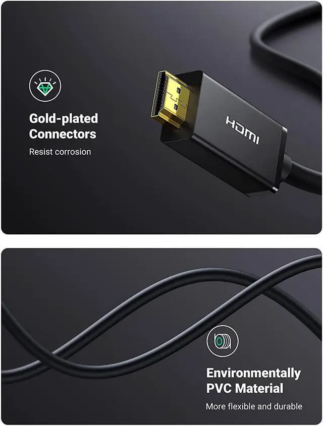 Alt view image 7 of 7 - UGREEN 4K Displayport to HDMI Cable Uni-Directional UHD DP to HDMI Connector Video Display Cord for HDTV Monitor Projector Computer 6FT