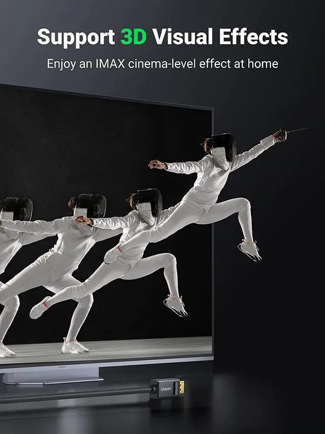 Alt view image 4 of 7 - UGREEN 4K Displayport to HDMI Cable Uni-Directional UHD DP to HDMI Connector Video Display Cord for HDTV Monitor Projector Computer 6FT