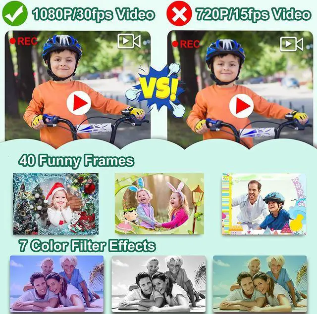 Alt view image 5 of 7 - PROGRACE Waterproof Camera for Kids - Children Digital Video Cameras Underwater Camera 1080P Toddler Sports Cameras for Boys Birthday Cámara Pool Toys Age 3 4 5 6 7 8 9 10 11 12