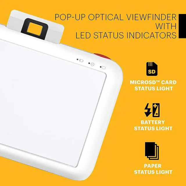 Alt view image 5 of 7 - Kodak Step Instant Camera with 10MP Image Sensor, Zink Zero Ink Technology (White) Bundle: Photo Album, Case, 20 Pack Zink Paper, Markers, Stickers.