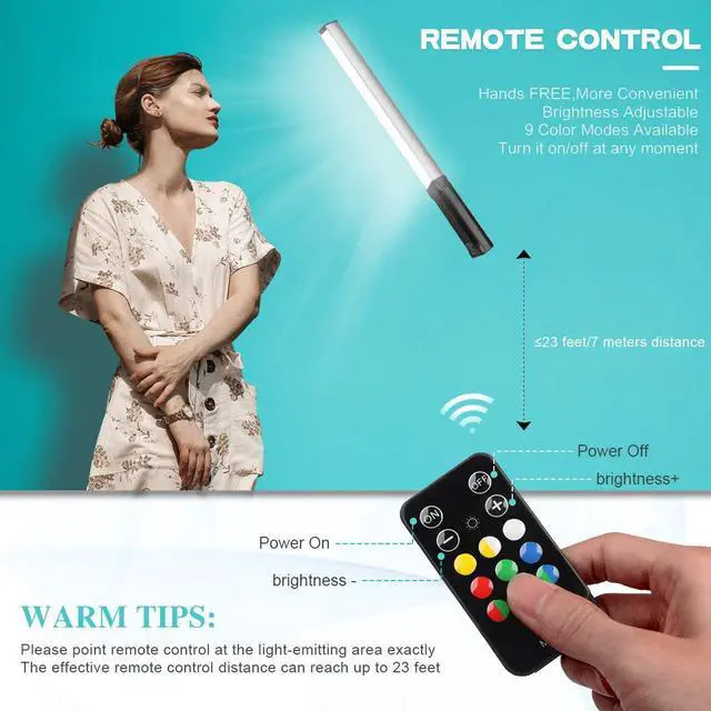 Alt view image 5 of 7 - Hagibis RGB Handheld LED Video Light Wand Stick Photography Light 9 Colors,with Built-in Rechargable Battery and Remote Control,1000 Lumens Adjustable 3200K-5600K,Hot Shoe Adapter Included..