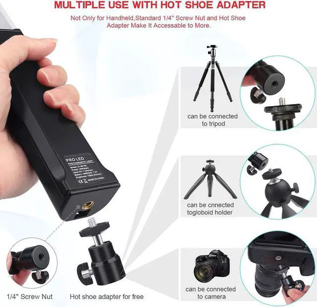 Alt view image 6 of 7 - Hagibis RGB Handheld LED Video Light Wand Stick Photography Light 9 Colors,with Built-in Rechargable Battery and Remote Control,1000 Lumens Adjustable 3200K-5600K,Hot Shoe Adapter Included..