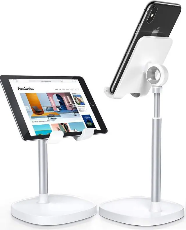 Main image of LISEN Desk Organizers and Accessories Workspace Organizers Cell Phone Stand White Height Angle Adjustable Stable iPad Holder Stand Sturdy Stand for 4-10in iPhone 13 Pro iPad Kindel Samsung etc