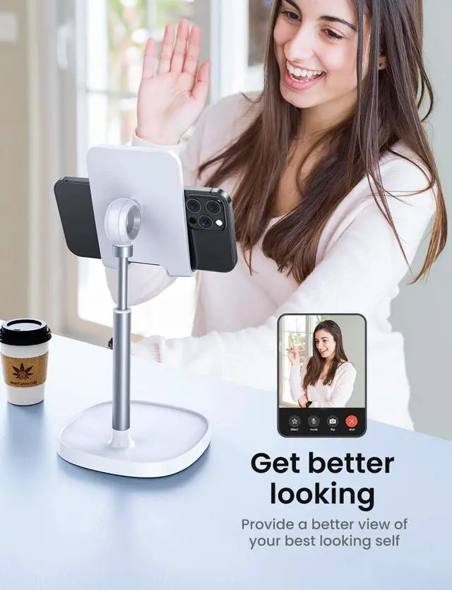 Alt view image 3 of 7 - LISEN Desk Organizers and Accessories Workspace Organizers Cell Phone Stand White Height Angle Adjustable Stable iPad Holder Stand Sturdy Stand for 4-10in iPhone 13 Pro iPad Kindel Samsung etc
