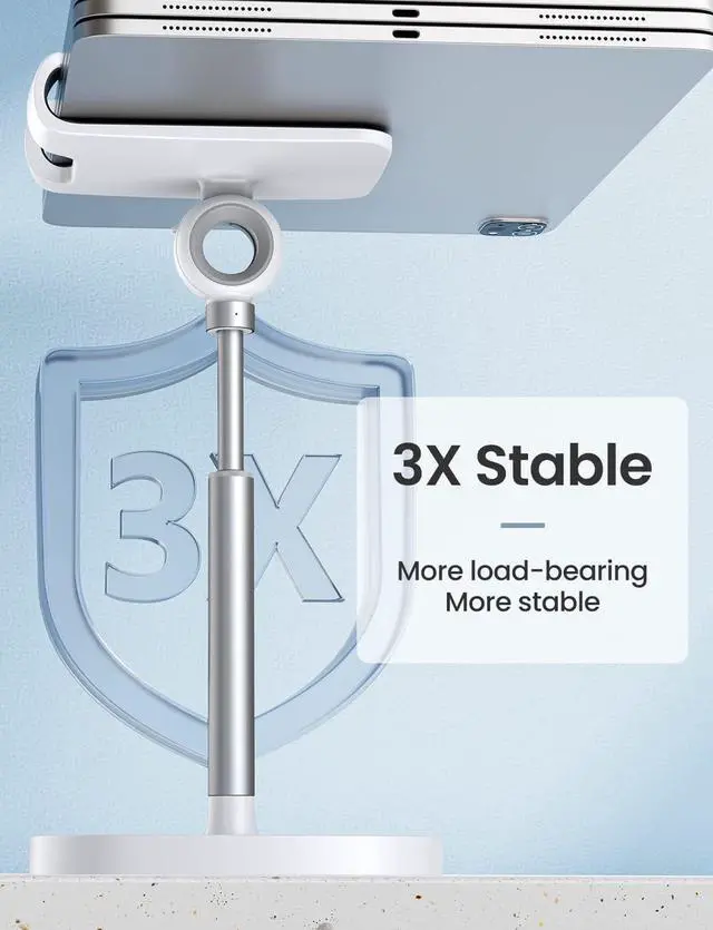 Alt view image 6 of 7 - LISEN Desk Organizers and Accessories Workspace Organizers Cell Phone Stand White Height Angle Adjustable Stable iPad Holder Stand Sturdy Stand for 4-10in iPhone 13 Pro iPad Kindel Samsung etc