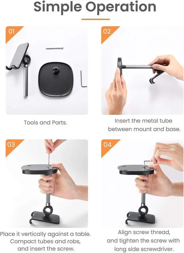 Alt view image 7 of 7 - LISEN Desk Organizers and Accessories Workspace Organizers Cell Phone Stand White Height Angle Adjustable Stable iPad Holder Stand Sturdy Stand for 4-10in iPhone 13 Pro iPad Kindel Samsung etc