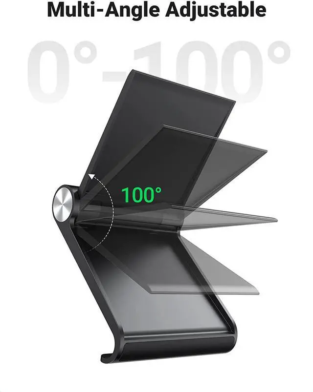Alt view image 3 of 7 - UGREEN Cell Phone Stand Holder for Desk Adjustable Compatible with iPhone 13 12 Pro Max 11 SE XS XR 8 Plus 6 7 Samsung Galaxy Note20 S20 S10 S9 S8 Android Smartphone Mobile Phone Dock Foldable, Black