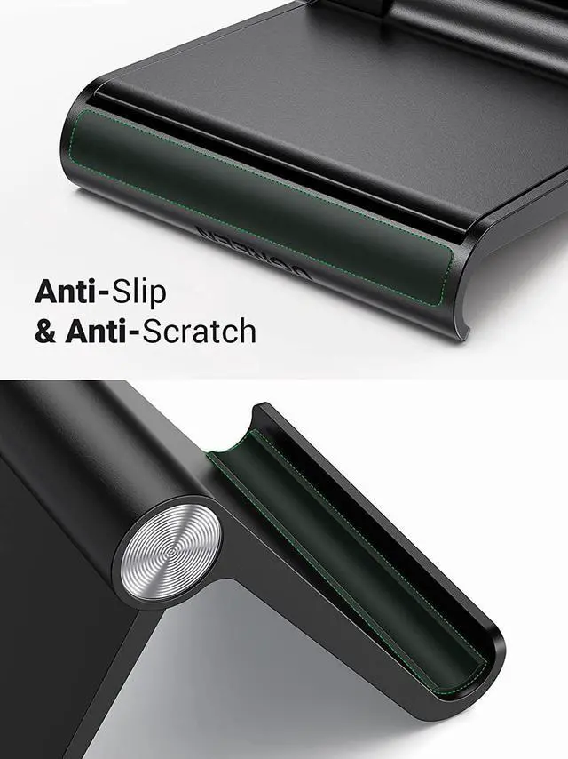 Alt view image 6 of 7 - UGREEN Cell Phone Stand Holder for Desk Adjustable Compatible with iPhone 13 12 Pro Max 11 SE XS XR 8 Plus 6 7 Samsung Galaxy Note20 S20 S10 S9 S8 Android Smartphone Mobile Phone Dock Foldable, Black