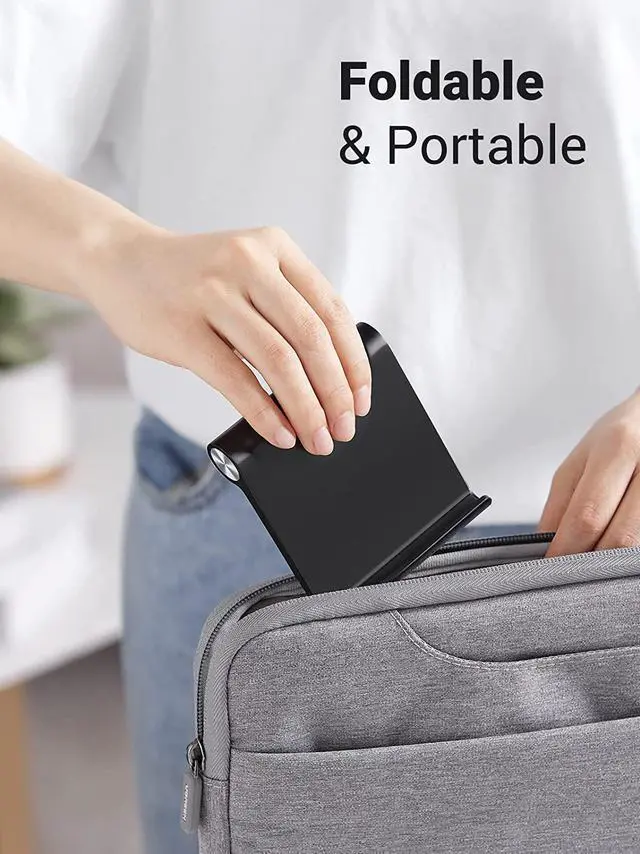 Alt view image 7 of 7 - UGREEN Cell Phone Stand Holder for Desk Adjustable Compatible with iPhone 13 12 Pro Max 11 SE XS XR 8 Plus 6 7 Samsung Galaxy Note20 S20 S10 S9 S8 Android Smartphone Mobile Phone Dock Foldable, Black