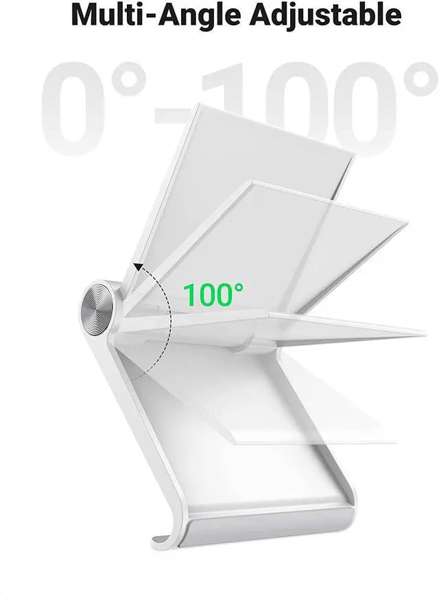 Alt view image 3 of 7 - UGREEN Cell Phone Stand Holder for Desk Adjustable Compatible for iPhone 13 12 Pro Max 11 SE XS XR 8 Plus 6 7 Samsung Galaxy Note20 S20 S10 S9 S8 Android Smartphone Mobile Phone Dock Foldable White