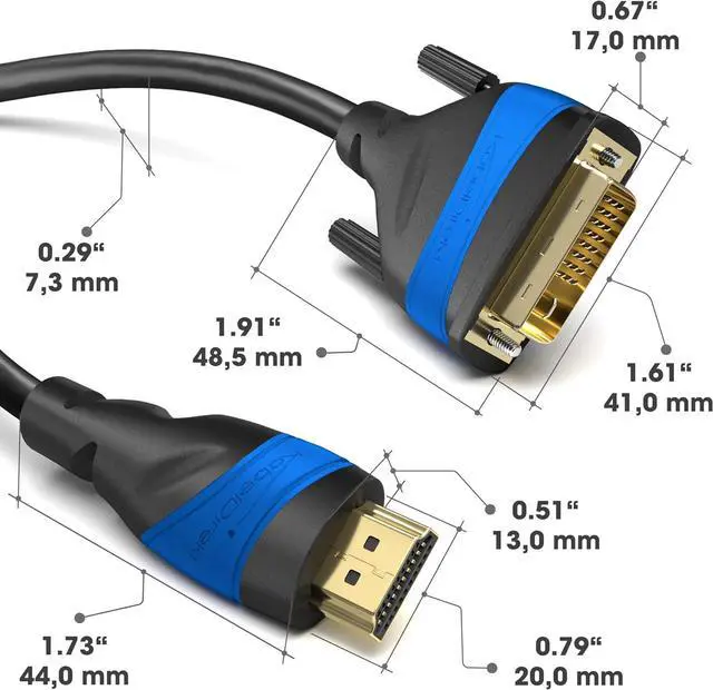 Alt view image 5 of 6 - HDMI DVI Adapter Cable with A.I.S. Signal-Interference Protection  6ft (bi-Directional DVI-D 24+1/HDMI Monitor Cable PC/Laptop to Monitor/TV Full HD/1080p) by CableDirect