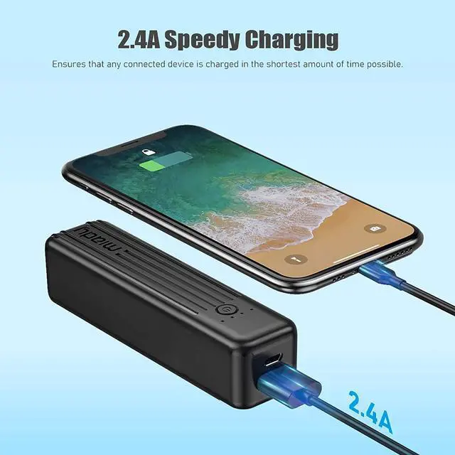 Alt view image 3 of 7 - Miady 2-Pack Portable Charger 5000mAh, 3.45oz Lightweight Power Bank, 5V/2.4A Output & 5V/2A Input Battery Pack Charger, Mini Portable Phone Charger for iPhone, Samsung Galaxy and etc