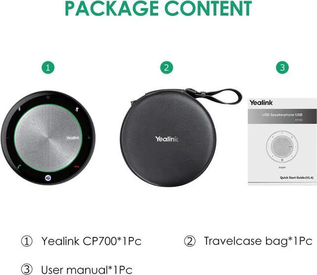 Alt view image 7 of 7 - Yealink Bluetooth Speakerphone Conference Microphone Teams Certified CP700 USB Full Duplex Noise Reduction Algorithm Home Office 360° Voice Pickup