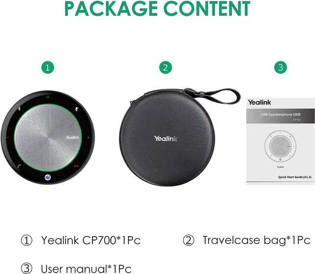 Alt view image 7 of 7 - Teams Certified Speakerphone Wireless Speaker with Microphone Bluetooth for Conference Meeting CP700 Noise Reduction Home Office 360° Voice Pickup (Package Without dongle) by DT