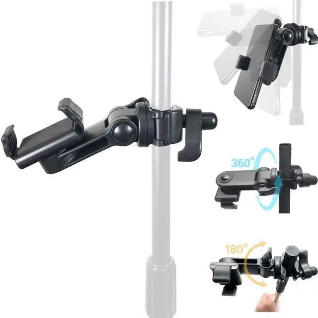Main image of AccessoryBasics Music Boom Mic Microphone Stand Smartphone Mount w/360° Swivel Adjust Holder for all smartphones up to 3.75 inches wide (Zoom Video Compatible), Welcome to consult