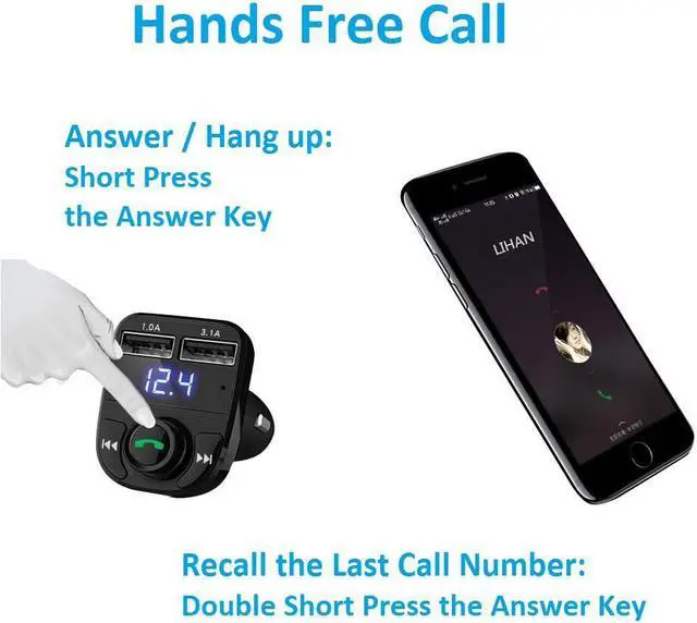 Alt view image 4 of 7 - Handsfree Call Car Charger,Wireless Bluetooth FM Transmitter Radio Receiver,Mp3 Audio Music Stereo Adapter,Dual USB Port Charger Compatible for All Smartphones,Samsung Galaxy,LG,HTC,etc.