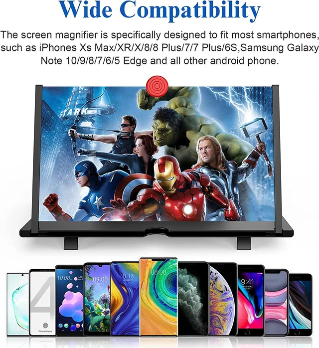 Alt view image 3 of 7 - 16" Screen Magnifier,3D HD Mobile Phone Magnifier Projector Screen Enlarger for Movies, Videos, and Gaming,Foldable Cell Phone Stand with Screen Amplifier,Gifts for Mom Dad(Black, 16inch)