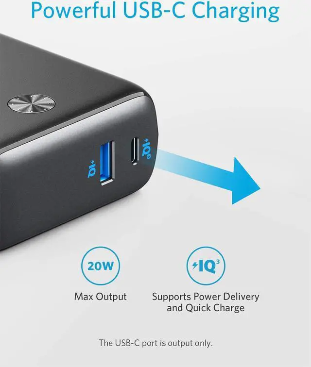 Alt view image 4 of 7 - Anker PowerCore Fusion 10000, 20W USB-C Portable Charger 10000mAh 2-in-1 with Power Delivery Wall Charger for iPhone14/13/12 Series, iPad, Samsung, Pixel and More