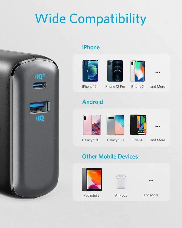Alt view image 6 of 7 - Anker PowerCore Fusion 10000, 20W USB-C Portable Charger 10000mAh 2-in-1 with Power Delivery Wall Charger for iPhone14/13/12 Series, iPad, Samsung, Pixel and More
