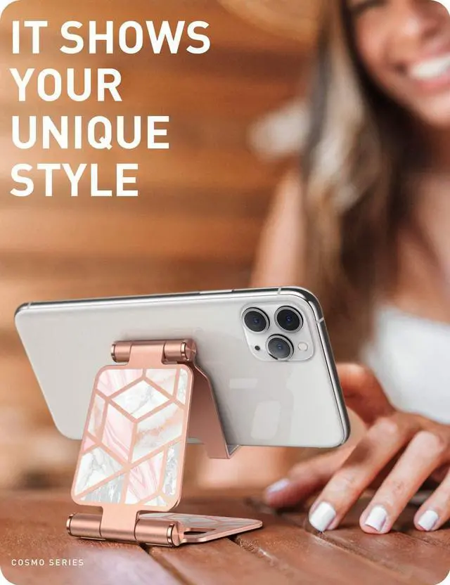 Alt view image 7 of 7 - Cell Phone Stand for Desk Cell Phone Holder Foldable Adjustable Fits All Smart Phones iPhone15 14 13 Pro Max  S24 S23 S22 Flip Multi-Angle Office Desk Phone Stand Holder Marble