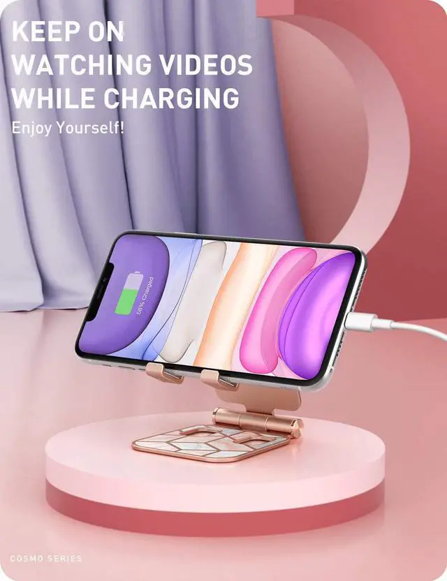 Alt view image 5 of 7 - Cell Phone Stand for Desk Cell Phone Holder Foldable Adjustable Fits All Smart Phones iPhone15 14 13 Pro Max  S24 S23 S22 Flip Multi-Angle Office Desk Phone Stand Holder Marble