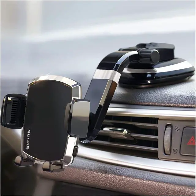 Main image of SmartClamp Car Phone Mount | Dashboard Cell Phone Car Phone Holder Compatible with iPhone 13 12 11 Pro Xr Xs XS MAX XR X Galaxy S20 Note 20 Ultra & All Smartphones