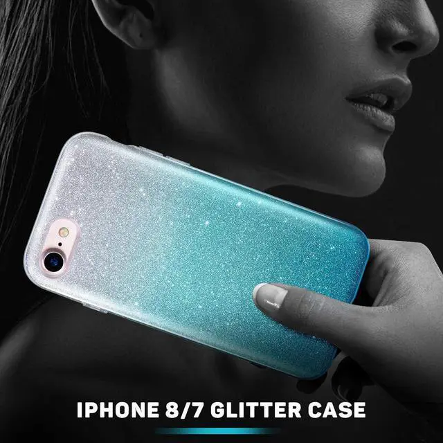 Alt view image 5 of 7 - MATEPROX iPhone Se 2022 Case,iPhone SE 2020 case,iPhone 8 case,iPhone 7 Glitter Bling Sparkle Cute Girls Women Protective Case for 4.7" iPhone 7/8/SE(Gradient Green)
