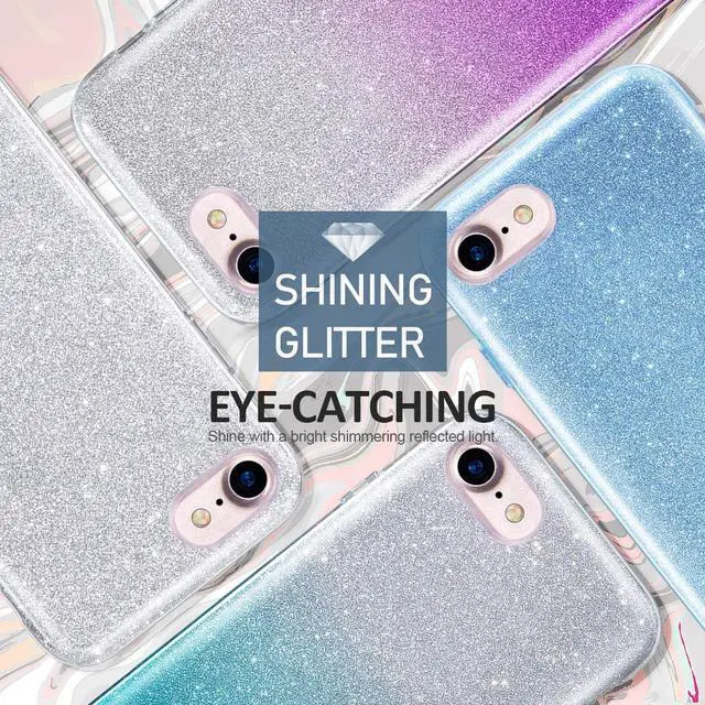 Alt view image 7 of 7 - MATEPROX iPhone Se 2022 Case,iPhone SE 2020 case,iPhone 8 case,iPhone 7 Glitter Bling Sparkle Cute Girls Women Protective Case for 4.7" iPhone 7/8/SE(Gradient Green)