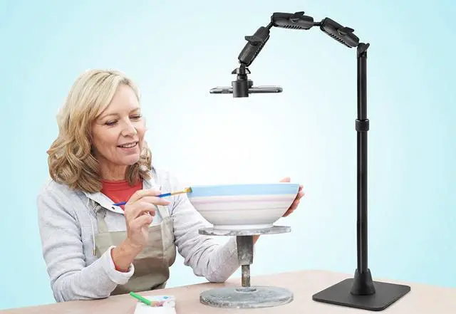 Alt view image 4 of 7 - Arkon Pro Phone or Camera Stand for Baking Crafting Nail Art Ceramics or Makeup Videos Retail Black