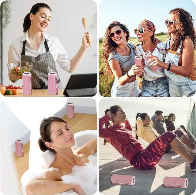 Alt view image 7 of 7 - X21 Dual Portable Bluetooth Wireless Speakers Waterproof with Stereo Pairing, FM Radio, Micro SD Card, Aux-in, IPX6, 30W for Outdoor, Home, Office, Party and Travel (Pack 2 Pink)