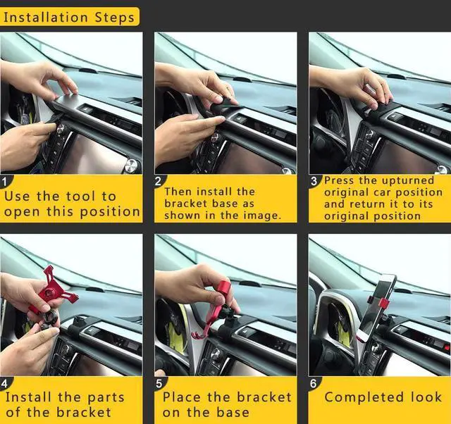 Alt view image 3 of 7 - Universal Car Phone Holder Fit for Toyota RAV4 2013 2014 2015 2016 2017 2018 Air Vent Phone Mount Adjustable Car Phone Cradle Fit for iPhone  4-7 Inches Smartphone