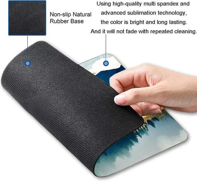 Alt view image 2 of 6 - Mountains Mouse Pad Landscape Mouse Pad Mouse Mat Square Waterproof Mouse Pad Non Slip Rubber Base MousePads for Office Laptop 9.5x7.9x0.12 Inch