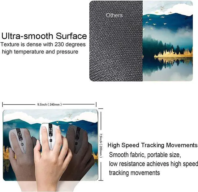 Alt view image 3 of 6 - Mountains Mouse Pad Landscape Mouse Pad Mouse Mat Square Waterproof Mouse Pad Non Slip Rubber Base MousePads for Office Laptop 9.5x7.9x0.12 Inch