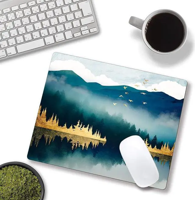 Alt view image 4 of 6 - Mountains Mouse Pad Landscape Mouse Pad Mouse Mat Square Waterproof Mouse Pad Non Slip Rubber Base MousePads for Office Laptop 9.5x7.9x0.12 Inch