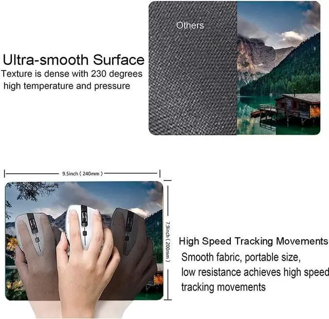 Alt view image 3 of 6 - Mouse Pad Natural Mountains Landscape Mouse Pad Computer Mouse Mat Square Waterproof Mousepad Non-Slip Rubber Base MousePads for Office Home Laptop