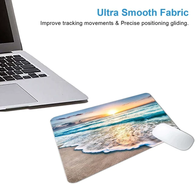 Alt view image 4 of 6 - Beach Sunset Mouse Pad Cute Mouse pad Custom Small Mouse Pads with Designs Portable Office Non-Slip Rubber Base Wireless Mouse Pad for Laptop