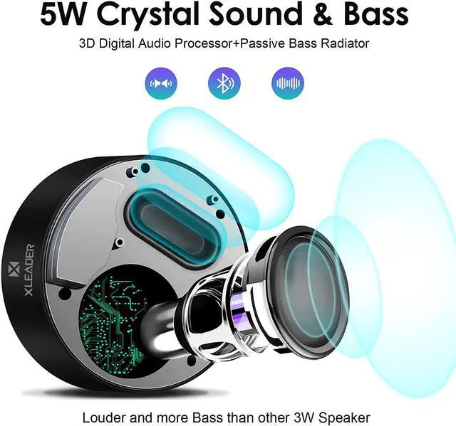 Alt view image 3 of 7 - XLEADER Small Bluetooth Speaker (Travel Case Provided) Portable Wireless, HD Sound&Rich Bass, Touch Design, 12H Playtime, Support Aux Input, Micro SD, Mic, for Laptop PC Office Bathroom, Car, Gifts