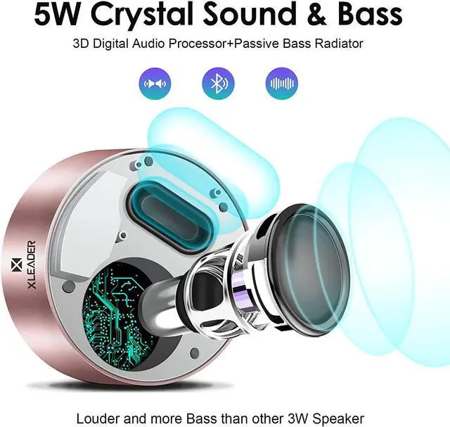 Alt view image 3 of 7 - XLEADER Mini Bluetooth Speaker (Travel Case Packed) Portable Wireless Speaker with Aux input, Micro SD, Mic, Touch Design, 12H Playtime, Pink Cute Small Speaker for iPhone Laptop Shower Office Gifts