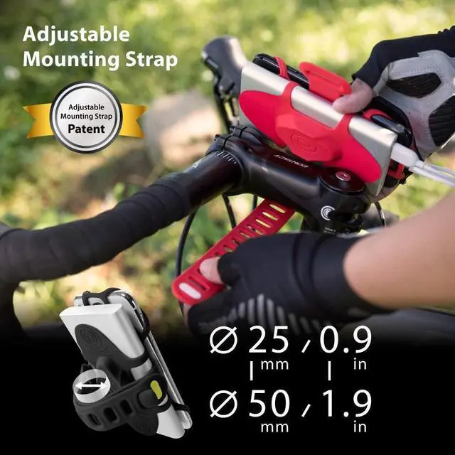 Alt view image 5 of 7 - Bone Bike Tie Pro Pack 1, Bike Cell Phone + Charger Mount for Stem, Scratch-Free Silicone Holder, Universal Cycling Phone + Power Bank Holder Compatible with Most Smartphone (Black - 2-in-1 Mount)