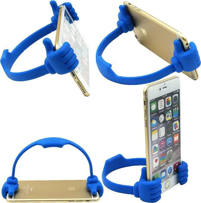 Alt view image 3 of 7 - Honsky Thumbs-up Cell Phone Stands, Tablet Display Stands, Cellphone Holder, Mobile Smartphone Mount Cradle for Desk Desktop  Universal Multi-Angle Cute, 2 Packs, Yellow, Blue, Welcome to consult