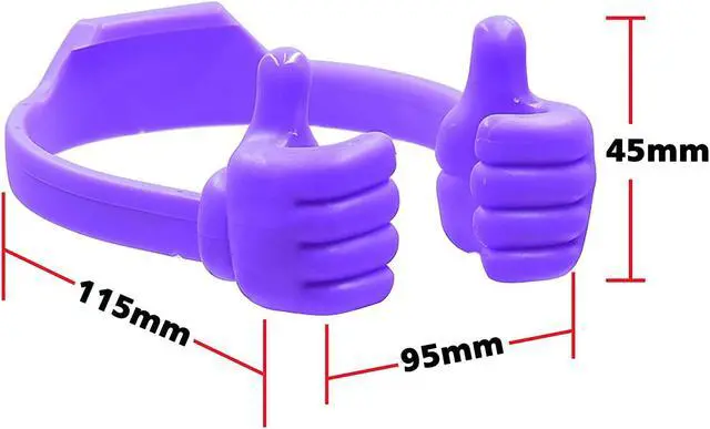 Alt view image 4 of 7 - Honsky Thumbs-up Cell Phone Stands, Tablet Display Stands, Cellphone Holder, Mobile Smartphone Mount Cradle for Desk Desktop  Universal Multi-Angle Cute, 2 Packs, Yellow, Blue, Welcome to consult