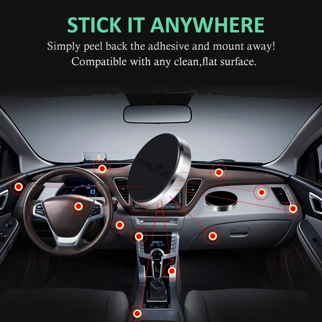 Alt view image 6 of 7 - Magnetic Phone Mount 4 Pack - Black Flat Cell Phone Holder for Car Dashboard, Truck. Universal Stick on iPad Wall Magnet Mount for Tablets. Low Profile Magnetic Car Mount for iPhone