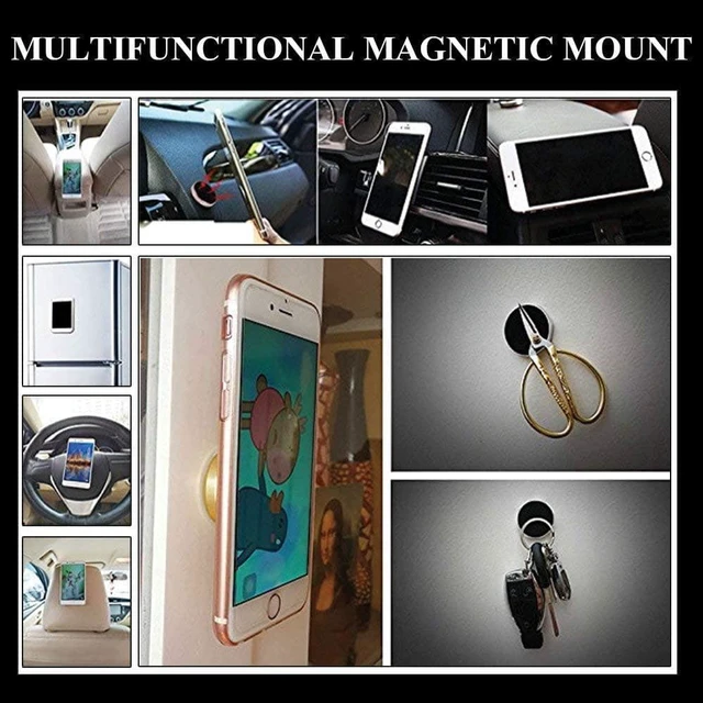 Alt view image 2 of 7 - Magnetic Phone Mount 4 Pack - Black Flat Cell Phone Holder for Car Dashboard, Truck. Universal Stick on iPad Wall Magnet Mount for Tablets. Low Profile Magnetic Car Mount for iPhone