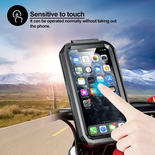 Alt view image 6 of 7 - Waterproof IP67 Motorcycle Phone Mount Wireless/USB C Charger Handlebar Cellphone Holder Quick Charge for 5.5"-6.8" Phones, Work by Wiring to 12/24V Motorcycles or Plugging to USB A Sockets