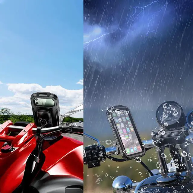 Alt view image 7 of 7 - Waterproof IP67 Motorcycle Phone Mount Wireless/USB C Charger Handlebar Cellphone Holder Quick Charge for 5.5"-6.8" Phones, Work by Wiring to 12/24V Motorcycles or Plugging to USB A Sockets