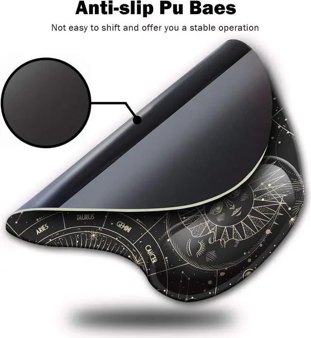 Alt view image 3 of 6 - Ergonomic Mouse Pad with Wrist Support Cute Mouse Pads with Non-Slip Rubber Base for Home Office Working Studying Easy Typing & Pain Relief Moon Sun