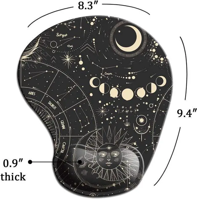 Alt view image 5 of 6 - Ergonomic Mouse Pad with Wrist Support Cute Mouse Pads with Non-Slip Rubber Base for Home Office Working Studying Easy Typing & Pain Relief Moon Sun