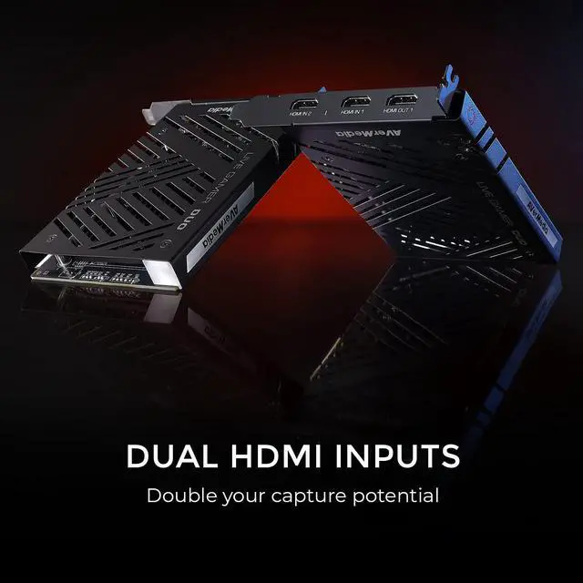 Alt view image 4 of 7 - AVerMedia Live Gamer Duo. Dual HDMI 1080p PCIe Video Capture Card, Stream with 4k60 HDR and FHD 240fps Pass-Through, Work with DSLR, Xbox Series x/s, PS5, Nintendo Switch, Windows 11 (GC570D)