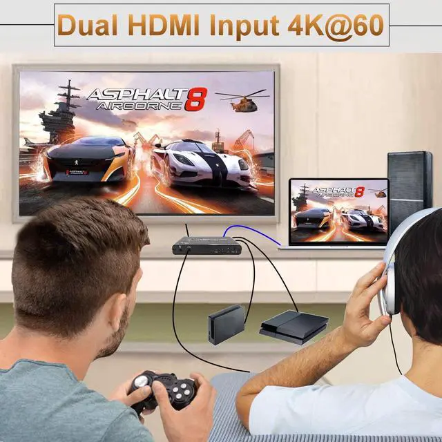 Alt view image 3 of 6 - YOTOCAP 4K 60fps HDMI 2 in 1 Out to USB3.0 Game Video Capture Card with Microphone Input, Audio Output, Record up to 1080p Full HD, Broadcast Live Stream and Record Grabber Converter