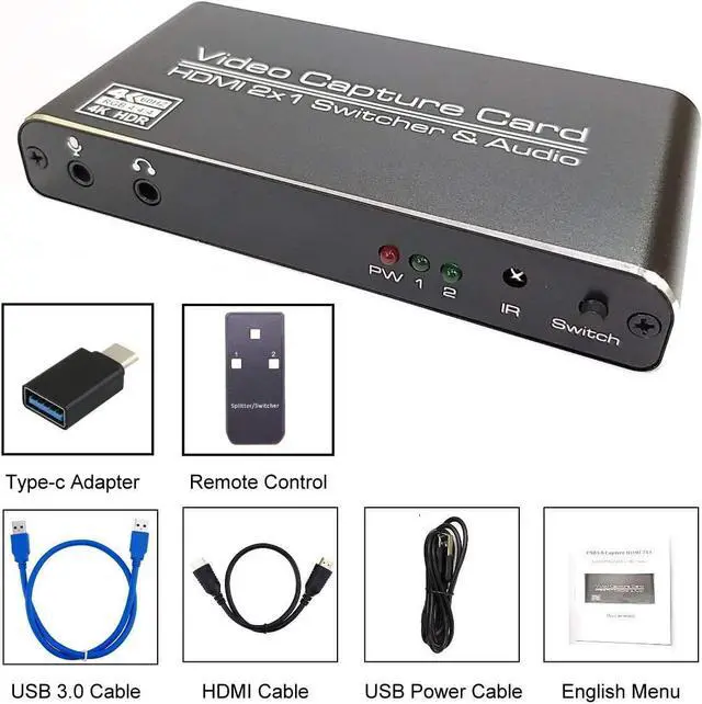Alt view image 6 of 6 - YOTOCAP 4K 60fps HDMI 2 in 1 Out to USB3.0 Game Video Capture Card with Microphone Input, Audio Output, Record up to 1080p Full HD, Broadcast Live Stream and Record Grabber Converter